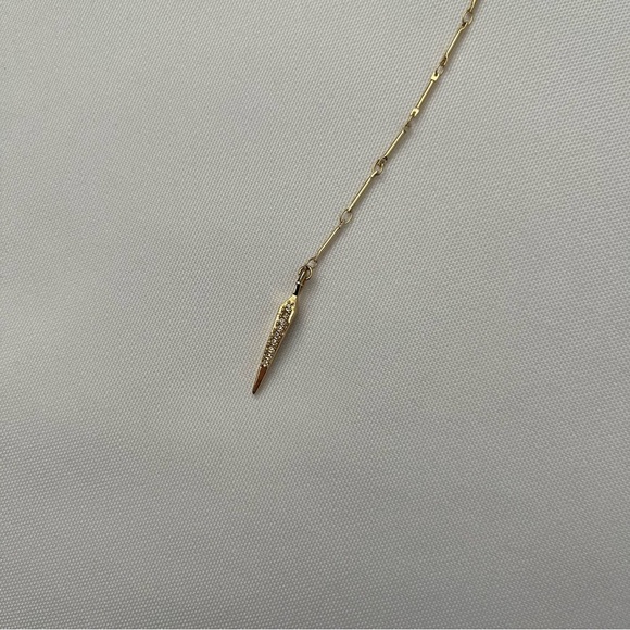 Luv AJ x Rachel Zoe Crescent Moon Pave Tusk Gold Tone Lariat Crystal Necklace - Picture 12 of 16